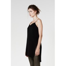 ONCEWAS - Fledgling Long Line Side Split Cami in Black