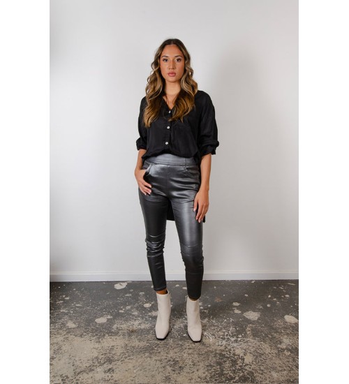 AALIA - Cierra Wax Pant - Pewter