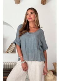 BYPIAS - Cara Linen Shirt - Smokey Blue