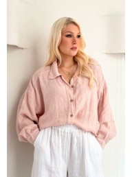 BYPIAS - Charlee Linen Shirt - White  *(Pictured in Light Pink)