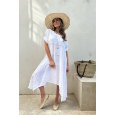 BYPIAS - Garden Party Linen Dress - Sand *(Pictured in White)