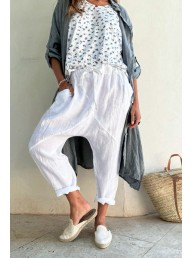 BYPIAS - Leah Linen Pants - Smokey Blue *(Pictured in White)