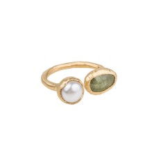 FAIRLEY - Pearl & Green Sapphire Ring