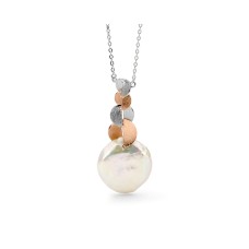 IKECHO PEARLS - Coin Silver Rose Gold Plates Chain Pendant