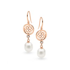 IKECHO PEARLS - Freshwater Pearl 14k Rose Gold CZ Earrings