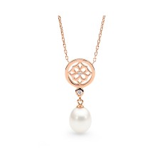 IKECHO PEARLS - FreshwaterPearl 14K Rose Gold Plated CZ Necklace