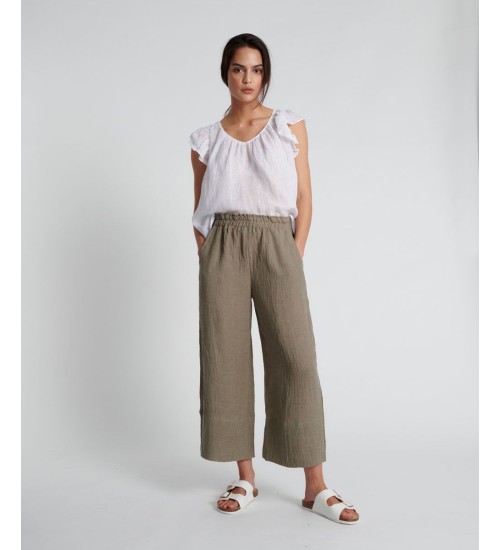 IN THE SAC - Ayra Wide Leg Linen Pant - Cypress