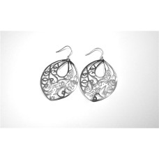  Cutout Design Silver Earring on French Hook