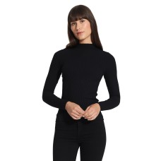 NOBODY DENIM - Luxe Rib Funnel Long Sleeve Black