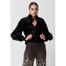 ONCEWAS - Farrah Faux Fur Volume Sleeve Cropped Jacket - Chocolate