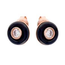 SYBELLA - Black & CZ Rose Gold Stud