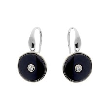 SYBELLA - Black Rhodium Round CZ Ceramic Earrings on Sybella Hook