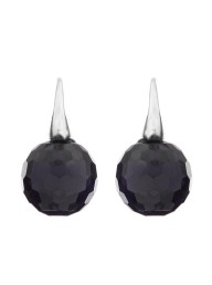 SYBELLA - Rhodium Facetted Saphire Ball Earrings