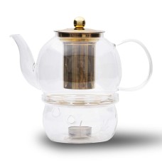 THE TEA COLLECTIVE - Glass & Gold Teapot 