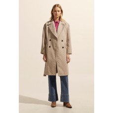 ZOE KRATZMANN - Pillar Coat - Stone Mini Check